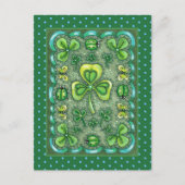 ST. PATRICK'S DAY FOLK ART SHAMROCKS N' LADYBUGS BRIEFKAART (Voorkant)