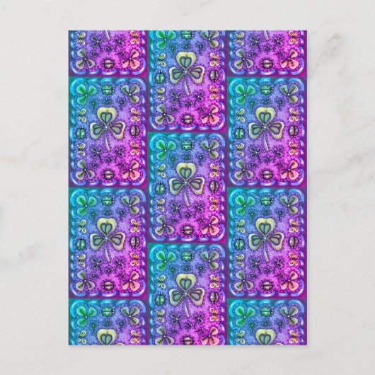 ST. PATRICK'S DAY FOLK ART SHAMROCKS N' LADYBUGS BRIEFKAART (Voorkant)