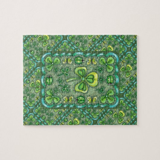 ST. PATRICK'S DAY FOLK ART SHAMROCKS N' LADYBUGS LEGPUZZEL (Horizontaal)