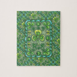 ST. PATRICK'S DAY FOLK ART SHAMROCKS N' LADYBUGS LEGPUZZEL