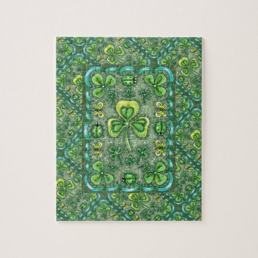 ST. PATRICK'S DAY FOLK ART SHAMROCKS N' LADYBUGS LEGPUZZEL (Verticaal)