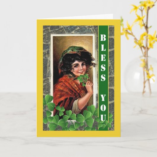 St. Patrick's Day for Friend with Irish Blessing Kaart (Gele Bloem)