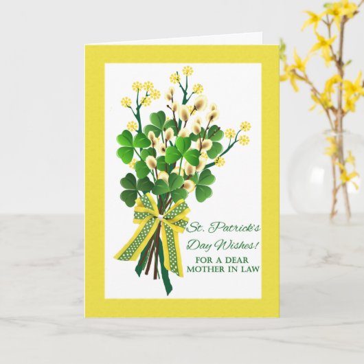 St. Patrick's Day for Mother in Law met Shamrocks Kaart (Gele Bloem)
