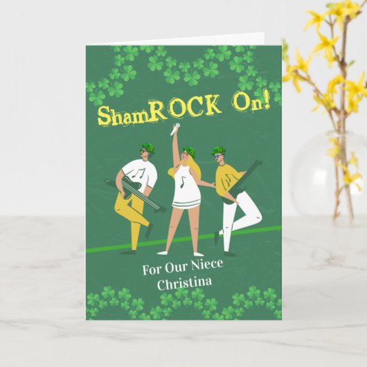 St. Patrick's Day for Niece Shamrock on Kaart (Gele Bloem)