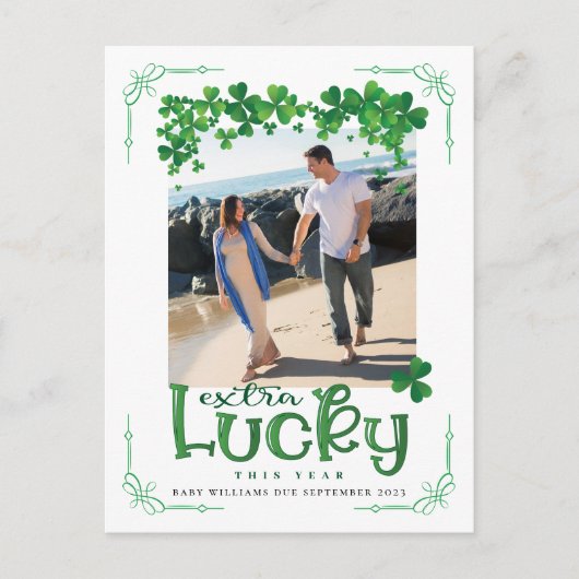 St Patrick's Day Foto Zwangerschap Aankondigingskaart (Voorkant)