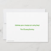St. Patrick's Day Fotokaart, Shamrock Lijst Kaart (Achterkant)