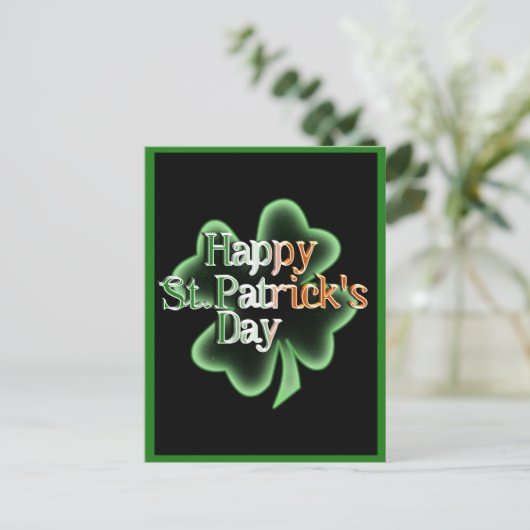 St. Patrick's Day Four Leaf Clover Feestdagenkaart (Staand voorkant)