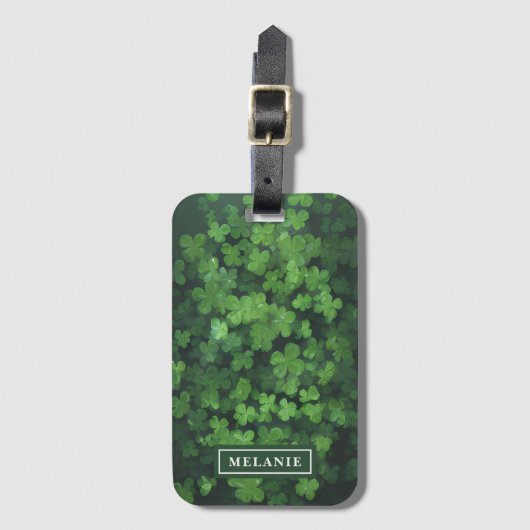St. Patrick's Day Four-Leaf Clover gepersonaliseer Bagagelabel (Voorkant (verticaal))