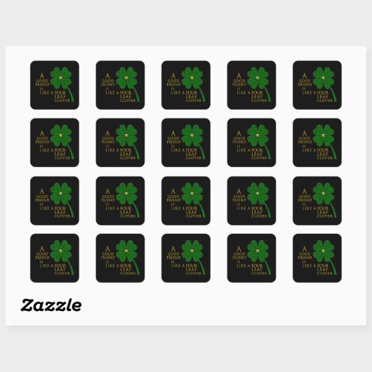 St. Patrick's Day Four Leaf Clover Good Friends Vierkante Sticker (Vel)