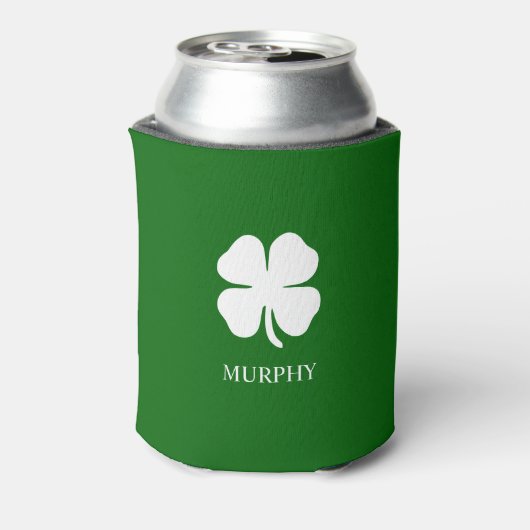 St Patricks Day Four Leaf Clover Green Iers bier Blikjeskoeler (Blikje Achterkant)