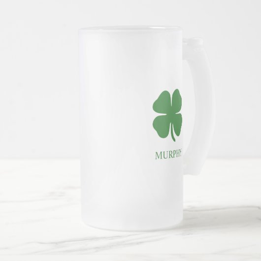 St Patricks Day Four Leaf Clover Green Irish Matglas Bierpul (Voorkant rechts)