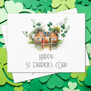 St. Patrick's Day Four Leaf Clover House Realty Briefkaart