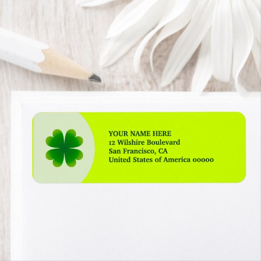 St. Patrick's Day Four Leaf Clover Label Adres (Insitu)