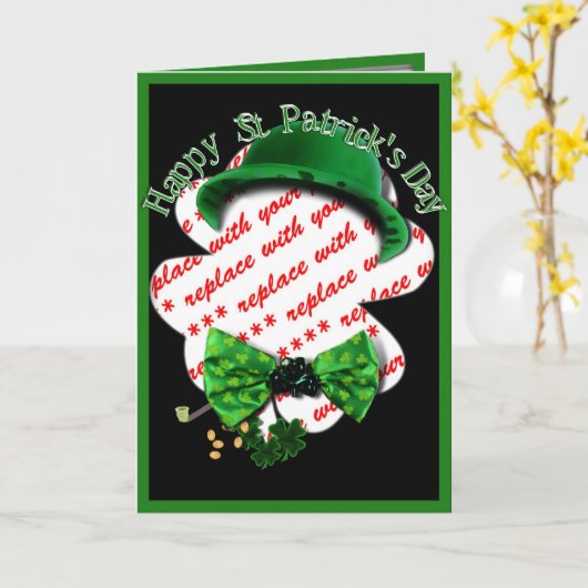 St Patrick's Day Four Leaf Clover Lijst Kaart (Gele Bloem)