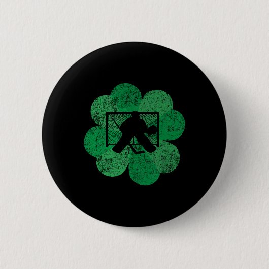 St Patricks Day Four Leaf Clover - Lucky Hockey Go Ronde Button 5,7 Cm (Voorkant)