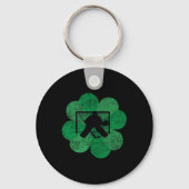 St Patricks Day Four Leaf Clover - Lucky Hockey Go Sleutelhanger (Voorkant)