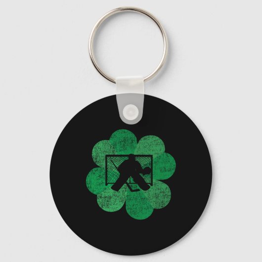 St Patricks Day Four Leaf Clover - Lucky Hockey Go Sleutelhanger (Voorkant)
