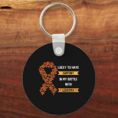 St Patrick's Day Four Leaf Clover Oranje leukemie  Sleutelhanger (Voorkant)