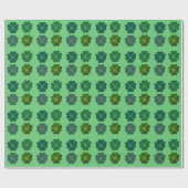 St. Patrick's Day Four Leaf Clover Pattern Cadeaupapier (Vlak)