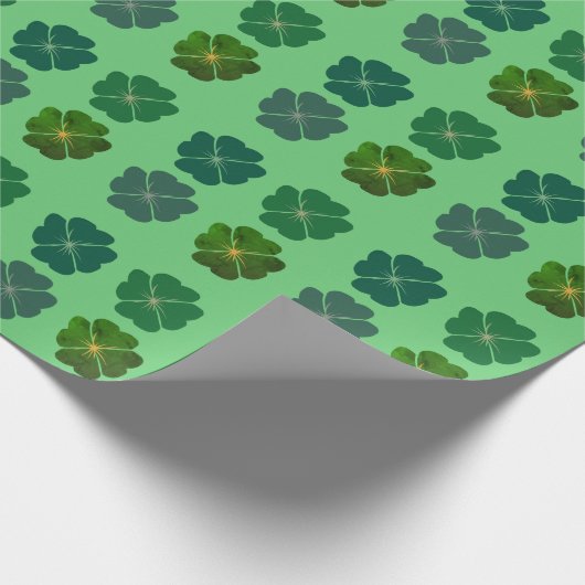 St. Patrick's Day Four Leaf Clover Pattern Cadeaupapier (Hoek)