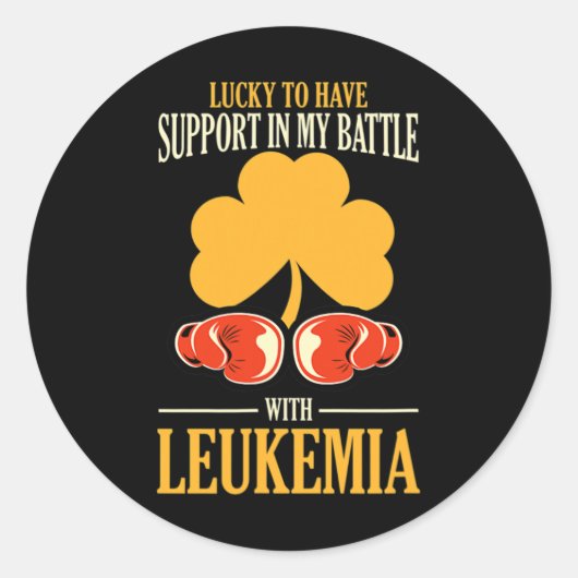 St Patricks Day Four Leaf Clover Raise Leukemie Aw Ronde Sticker (Voorkant)