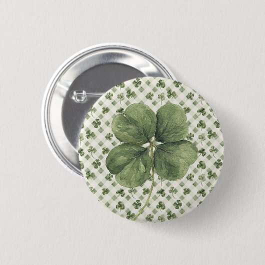  St Patrick's Day Four Leaf Clover  Ronde Button 5,7 Cm (Voorkant /achterkant)