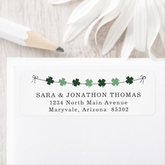 St Patricks Day Four Leaf Clovers Retouradres Etiket (Insitu)