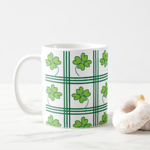 St Patricks Day Four Leaf Lucky Clover Pattern Koffiemok