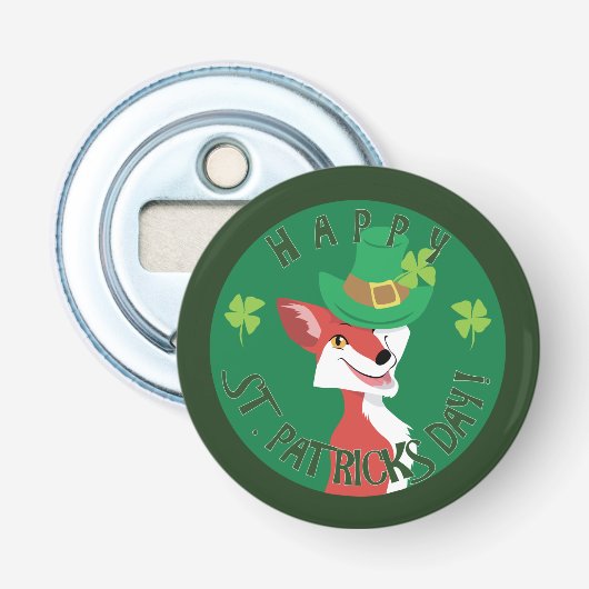 St. Patrick's Day Fox Button Flesopener (Voorkant)