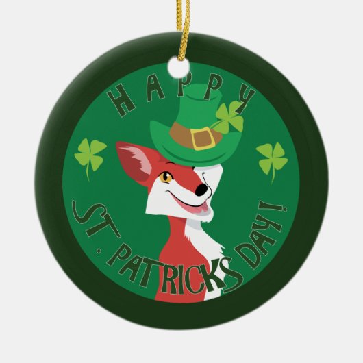 St. Patrick's Day Fox Keramisch Ornament (Voorkant)