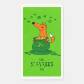 St Patricks Day Fox Pot van Gold Green Shamrock Servet (Voorkant)