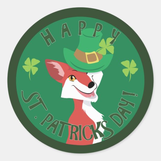 St. Patrick's Day Fox Ronde Sticker (Voorkant)