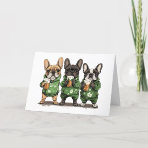 St. Patrick's Day Franse Bulldoggen Feestdagen Kaart