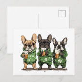St. Patrick's Day Franse Bulldogs Feestdagenkaart (Voorkant / Achterkant)