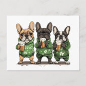 St. Patrick's Day Franse Bulldogs Feestdagenkaart (Voorkant)