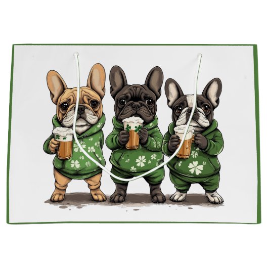 St. Patrick's Day Franse Bulldogs Groot Cadeauzakje (Voorkant)