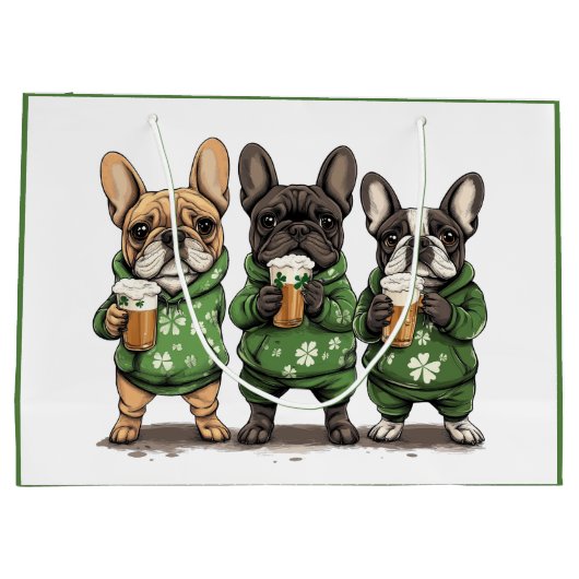 St. Patrick's Day Franse Bulldogs Groot Cadeauzakje (Achterkant)