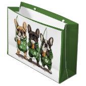 St. Patrick's Day Franse Bulldogs Groot Cadeauzakje (Voorkant Gekanteld)