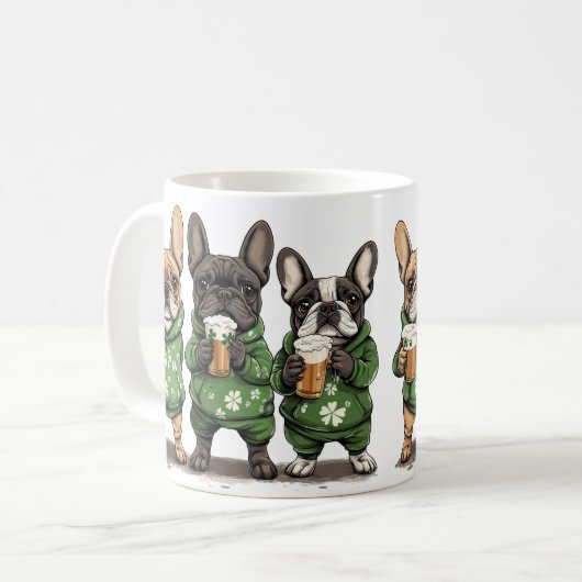 St. Patrick's Day Franse Bulldogs Koffiemok (Voorkant links)