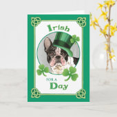 St. Patrick's Day French Bulldog Kaart (Gele Bloem)
