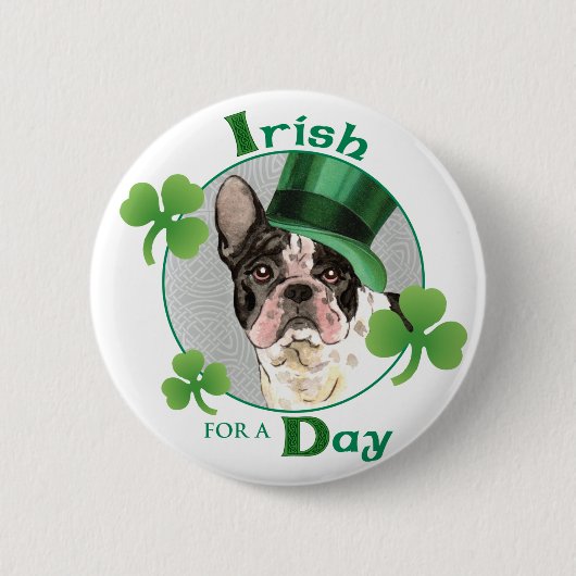 St. Patrick's Day French Bulldog Ronde Button 5,7 Cm (Voorkant)
