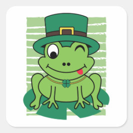 St. Patrick's Day Frog Lucky Shamrock Vierkante Sticker