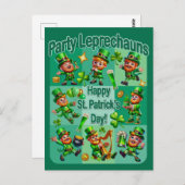 St. Patrick's Day Fun Schattig "Party Leprechauns" Briefkaart (Voorkant / Achterkant)