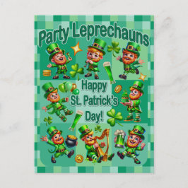 St. Patrick's Day Fun Schattig "Party Leprechauns" Briefkaart