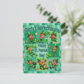 St. Patrick's Day Fun Schattig "Party Leprechauns" Briefkaart (Staand voorkant)