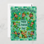 St. Patrick's Day Fun Schattig "Party Leprechauns" Briefkaart (Voorkant / Achterkant)