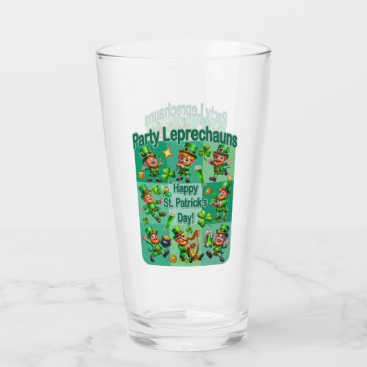 St. Patrick's Day Fun Schattig "Party Leprechauns" Glas (Achterkant)