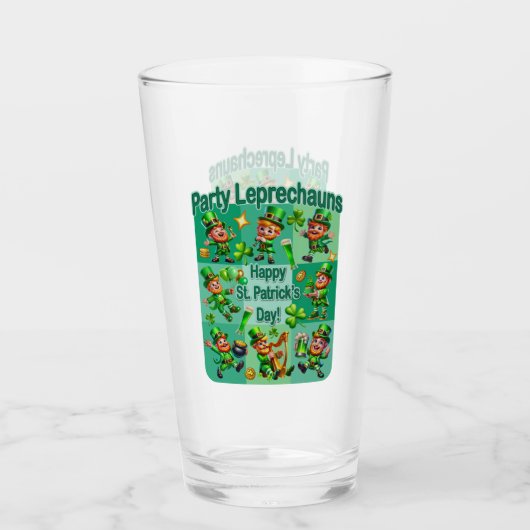 St. Patrick's Day Fun Schattig "Party Leprechauns" Glas (Voorkant)
