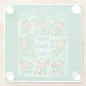 St. Patrick's Day Fun Schattig "Party Leprechauns" Glazen Onderzetter (Achterkant)