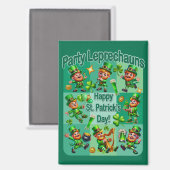 St. Patrick's Day Fun Schattig "Party Leprechauns" Magneet (Voorkant / Achterkant)